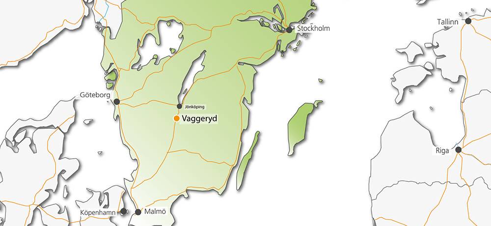 Karta över Vaggeryds position i Sverige